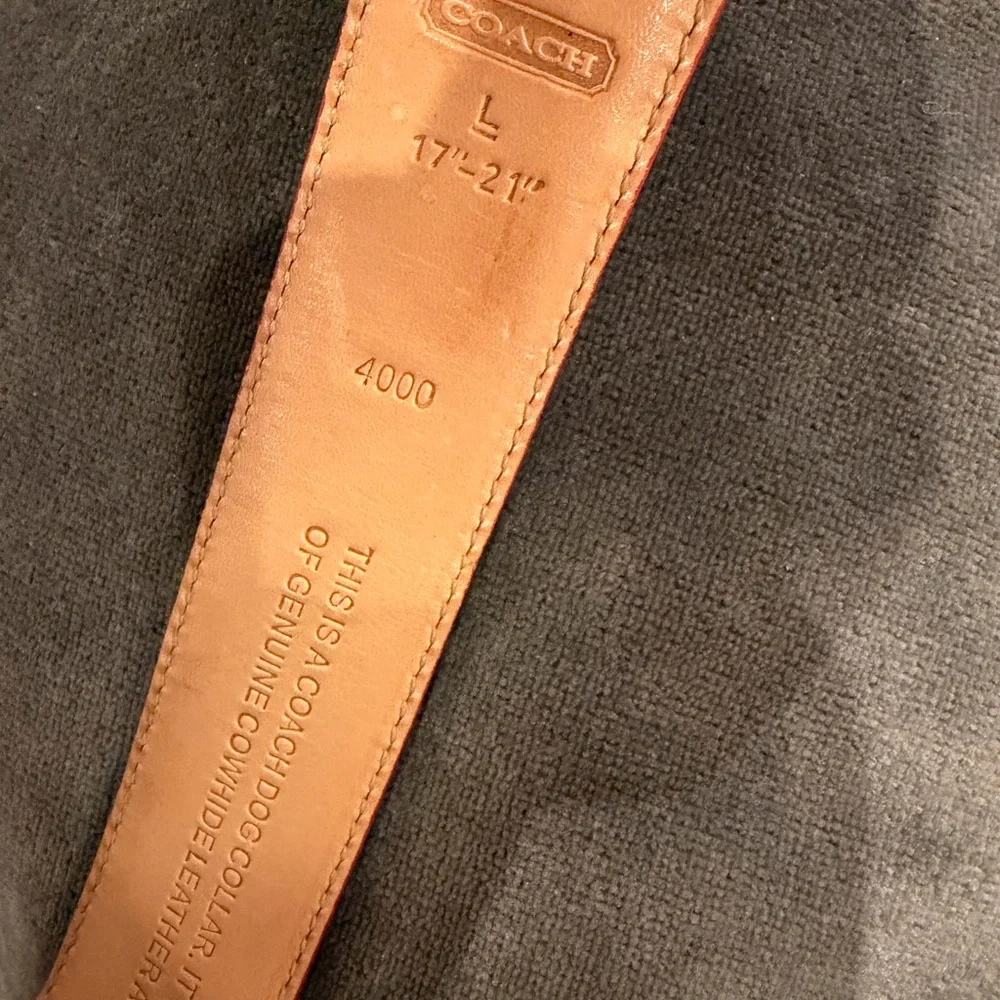 Coach Collar & Leash Set, Red Leather, ♥️ charm, Sz Lg, 17-21”, 48” leash - Picture 6 of 12